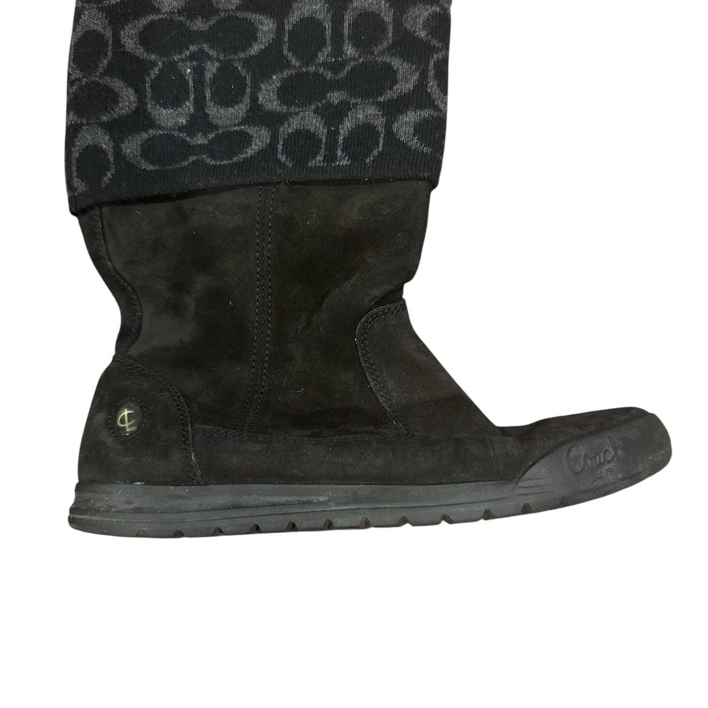 Coach Black Fold-Over Boots with Signature Pattern - Picture 3 of 6